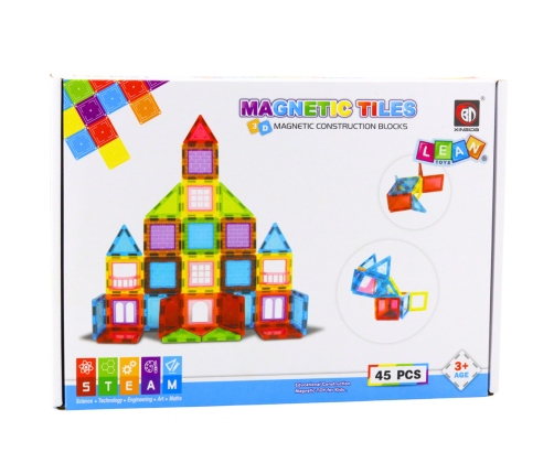 3D Magnetic Blocks Construction Puzzle Colorful 45 pcs.