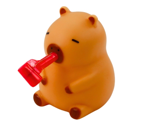 Squishy Capybara with Trumpet and Pipe Bronze Figurine 7cm