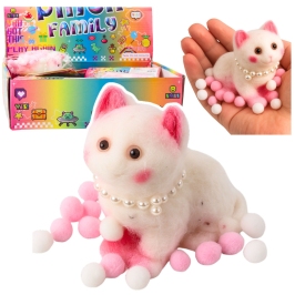 Sensory Squishy Soft Kitten with Pearls and Pompoms White 8cm