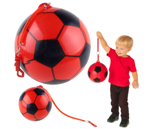Rubber Soccer Ball Pattern Spring Holder Red 22cm