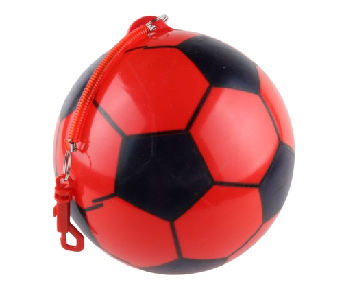 Rubber Soccer Ball Pattern Spring Holder Red 22cm