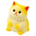 Sensory Squishy Soft Kitten with Pearls White and Yellow 7.5cm