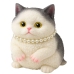 Sensory Squishy Soft Kitten with Pearls White and Gray 15cm