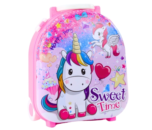 Beauty Set Dressing Table in a Suitcase 2 in 1 Accessories Unicorn Pink