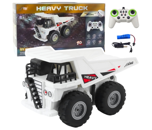 RC Remote Controlled Dump Truck with Lights and Sounds White 1:24