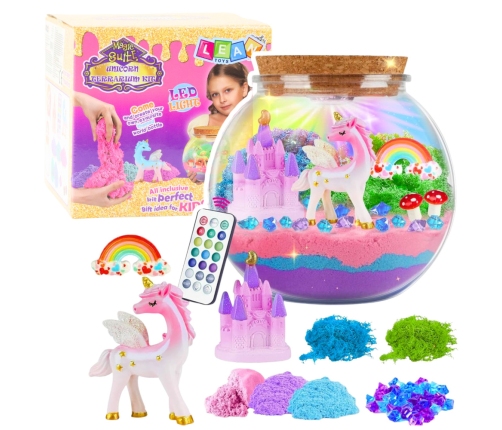 Creative DIY Terrarium Kit with Colorful Unicorn LED Lamp and Remote Control