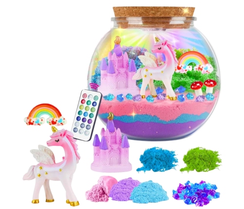 Creative DIY Terrarium Kit with Colorful Unicorn LED Lamp and Remote Control