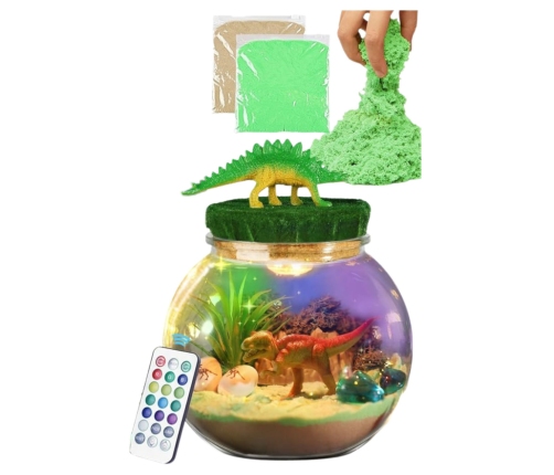 DIY Dinosaur Terrarium Creative Kit with LED Light and Remote Control