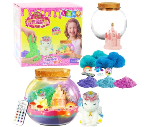 Creative DIY Terrarium Kit with a Little Unicorn LED Lamp and Remote Control