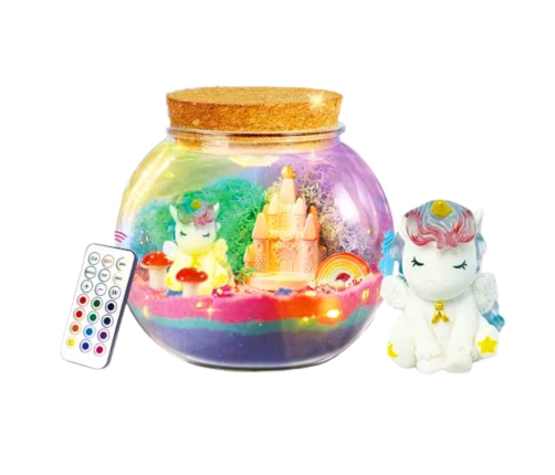 Creative DIY Terrarium Kit with a Little Unicorn LED Lamp and Remote Control