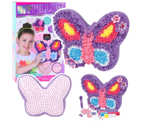 DIY Creative Kit Sewing Pillow Butterfly Embroidery Purple