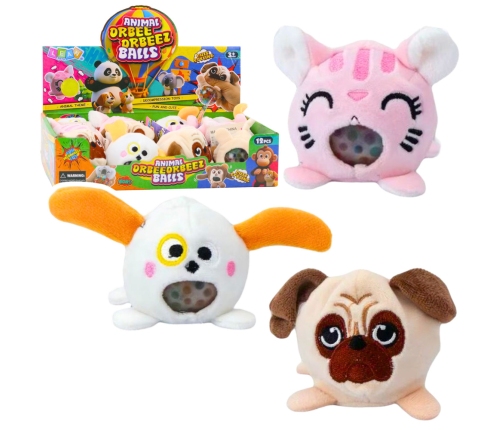 Plush Toy Squeezable Squishy with Water Balls Dog Cat 6 cm