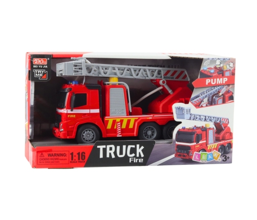 Fire Truck Fire Department Ladder Lights Sounds Water Spray 1:16