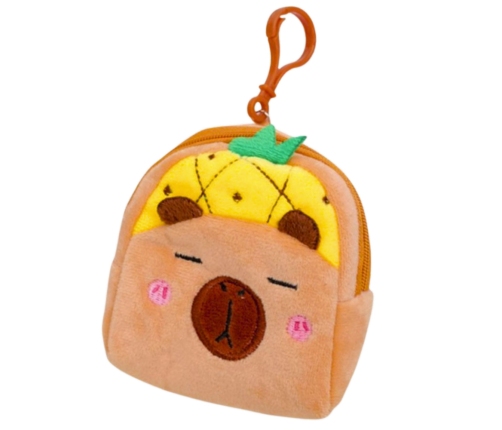 Plush Wallet with Keychain Capybara Pineapple Yellow 9.5 x 8 cm