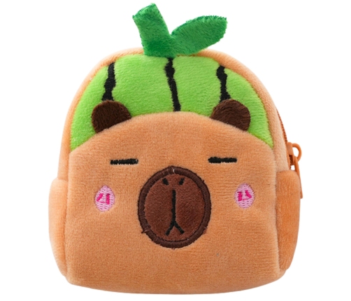 Plush Wallet with Keychain Capybara Watermelon Green 9.5 x 8 cm