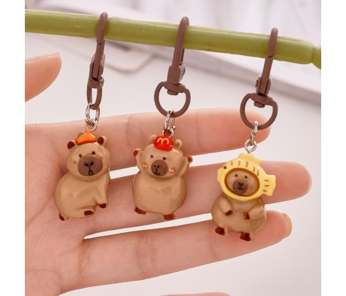 Set of Mini Capybara Keychains Figurines Key Decorations 4 pcs.