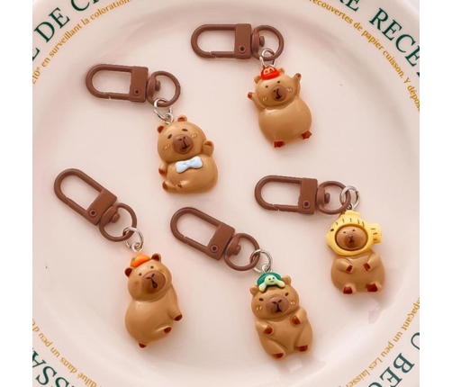 Set of Mini Capybara Keychains Figurines Key Decorations 4 pcs.
