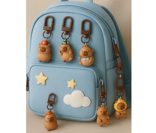 Set of Mini Capybara Keychains Figurines Key Decorations 4 pcs.