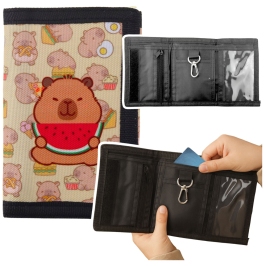 Children's Wallet with Velcro and Carabiner Capybara with Watermelon Children's Wallet with Velcro and Carabiner Capybara with Watermelon