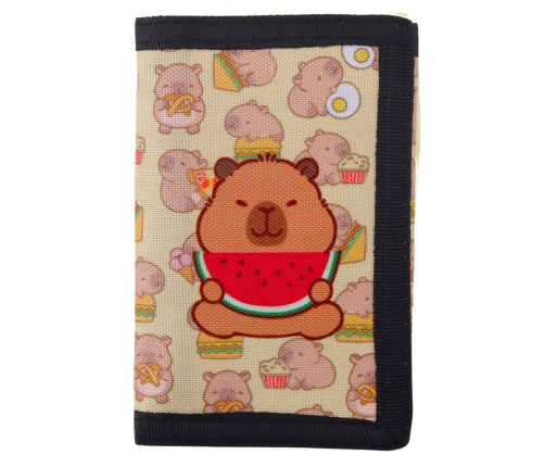 Children's Wallet with Velcro and Carabiner Capybara with Watermelon