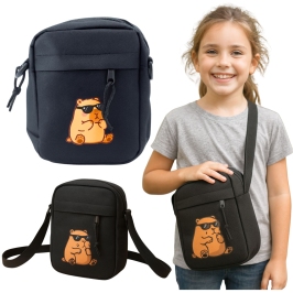 Capybara Shoulder Bag Adjustable Strap Black 19.5 x 14 cm