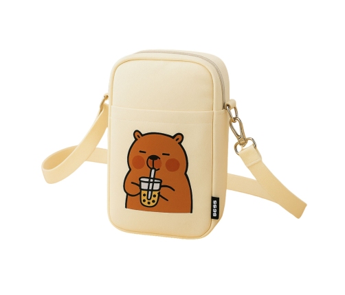 Capybara Shoulder Bag Adjustable Strap White 20 x 14.5 cm