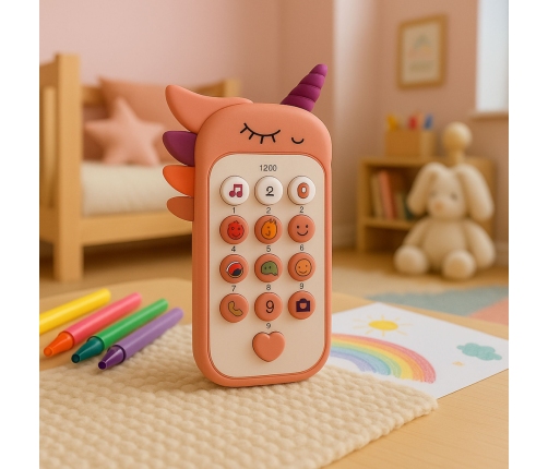 Children's Educational Phone Lights Sounds Melodies Pink