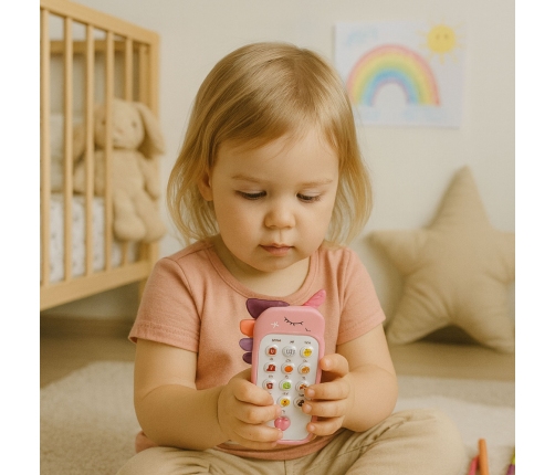 Children's Educational Phone Lights Sounds Melodies Pink