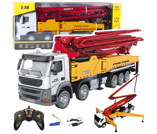 Huina Metal Concrete Mixer Construction Truck with Pump 1:18