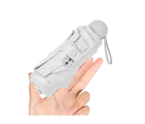 Folding Pocket Umbrella with UV Protection UPF 50+ Case Gray 90 cm