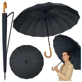 Large Automatic Umbrella with Arm Cover 24-Rib Black 115 cm
