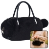 Plush Cat-Shaped Handbag with Chain Handles, Black