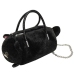 Plush Cat-Shaped Handbag with Chain Handles, Black