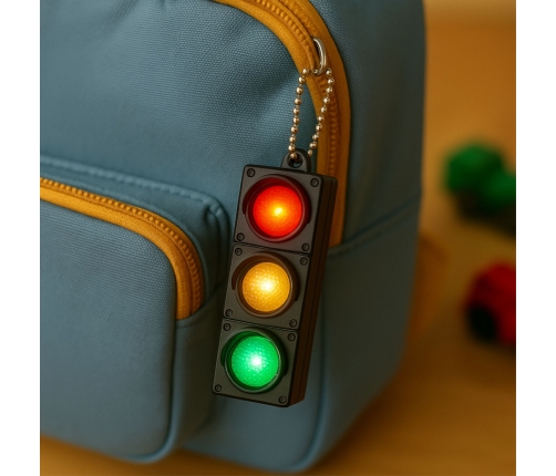 Flashing Educational Traffic Light Keychain