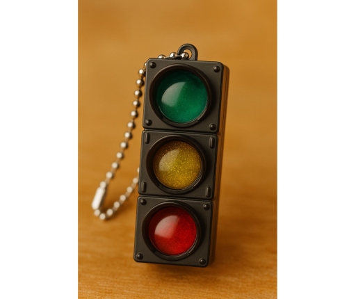 Flashing Educational Traffic Light Keychain