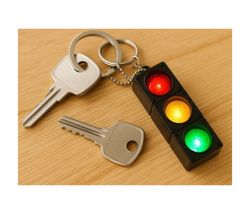 Flashing Educational Traffic Light Keychain