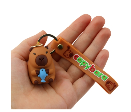 Keychain Figurine Capybara With Dolphin Pendant Carabiner Ring