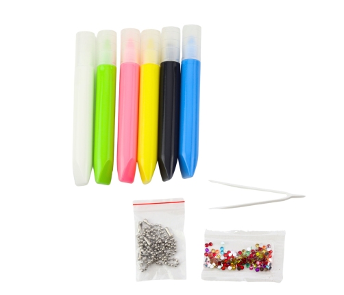 DIY Creative Set Stained Glass Keychains Dinosaurs Markers 6 pcs.