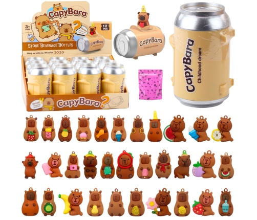 Capybara Figurine Keychain Surprise Cards In A Tin