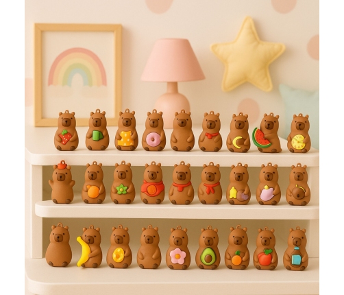 Capybara Figurine Keychain Surprise Cards In A Tin