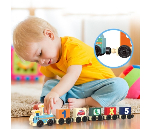 Educational Train, Letters, Numbers, Colorful, 16 pcs.