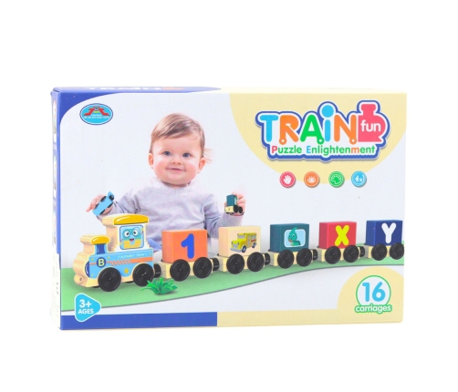 Educational Train, Letters, Numbers, Colorful, 16 pcs.