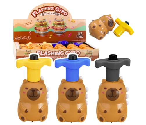 Capybara Spinning Top Interactive LED Lights Melodies 12.5 CM