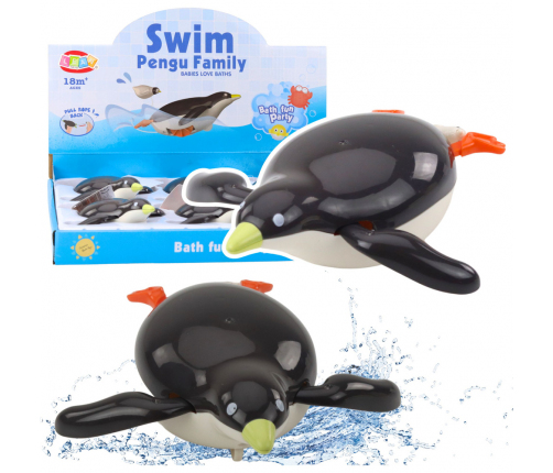 Floating Penguin Wind-Up Bath Water Toy Gray 14.5 cm