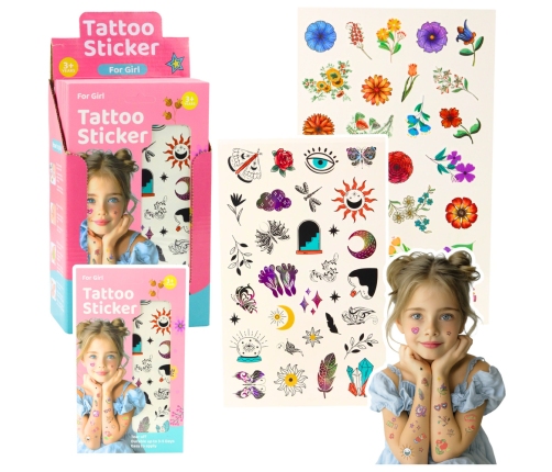 Set of 60 Flower Tattoos for Kids