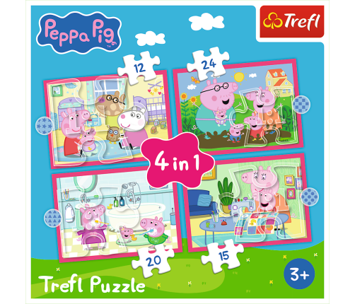 4-in-1 Puzzle (12, 15, 20, 24) – Peppa Loves Adventures – Trefl 34672