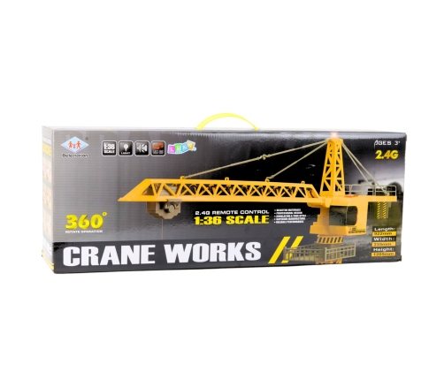 Remote Controlled Crane RC LED Lights 360° Rotation 1:36 120 cm