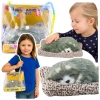 Sleeping Husky Dog on a Pillow Figurine with Fur Bag Sounds Sleeping Husky Dog on a Pillow Figurine with Fur Bag Sounds