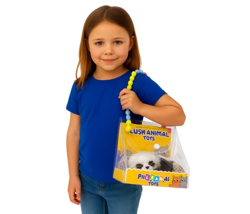 Sleeping Panda on a Pillow Figurine with Fur and Transparent Bag