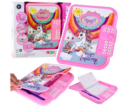 Diary Notebook Code Unicorn Voice Recording Quiz Melodies Pink